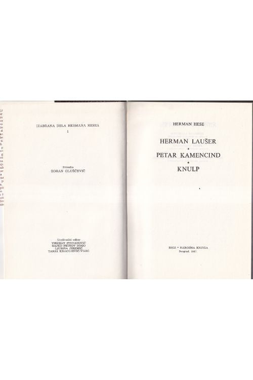 Herman Laušer | Petar Kamencind | Knulp - Hermann Hesse, naslovnica knjige