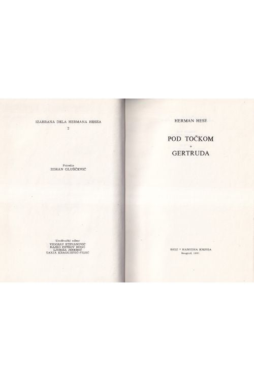 Pod točkom | Gertruda - Hermann Hesse, naslovnica knjige