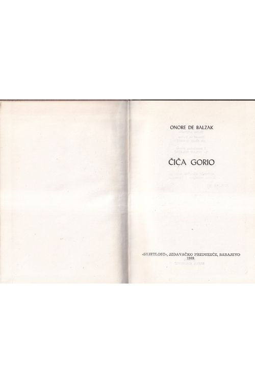 Čiča Gorio - Honore de Balzac, naslovnica knjige
