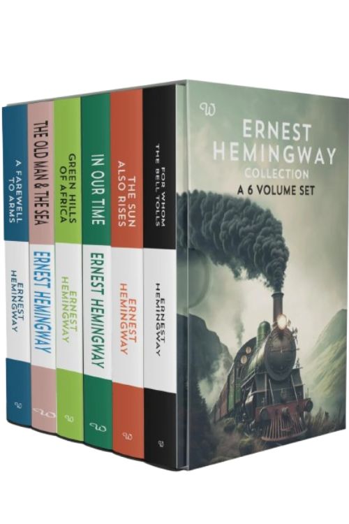 Ernest Hemingway Collection 6 book set (For Whom The Bell Tolls, A Farewell To Arms, Green Hills Of Africa, The Old & The Sea, In Our Time, The Sun Also Rises) - Ernest Hemingway, naslovnica knjige