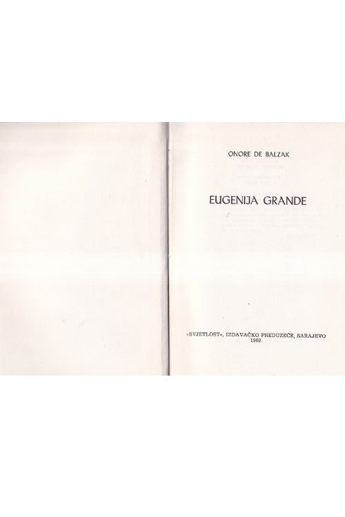 Eugenija Grande - Honore de Balzac, naslovnica knjige