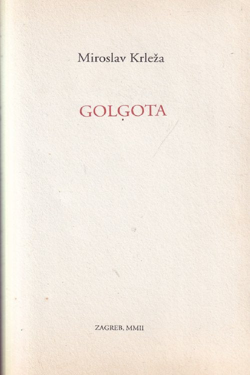 Golgota - Miroslav Krleža, naslovnica knjige