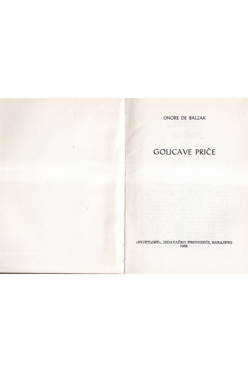 Golicave priče - Honore de Balzac, naslovnica knjige