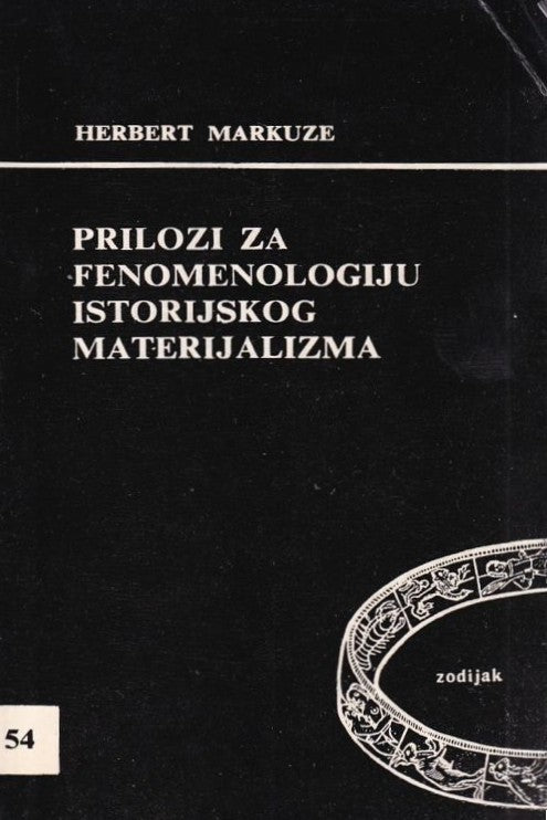 Prilozi za fenomenologiju istorijskog materijalizma - Herbert Marcuse, naslovnica knjige