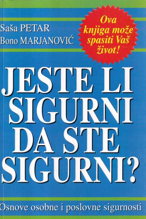 Jeste li sigurni da ste sigurni? - Saša Petar | Bono Marjanović, naslovnica knjige