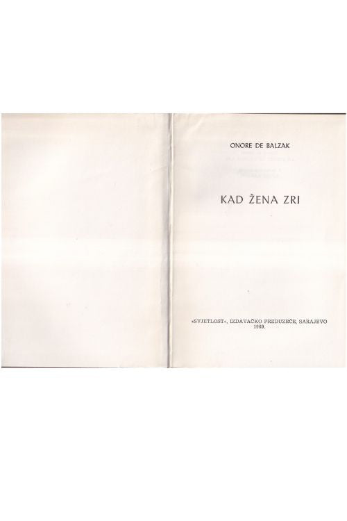 Kad žena zri - Honore de Balzac, naslovnica knjige