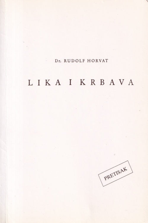 Lika i Krbava - Rudolf Horvat, naslovnica knjige