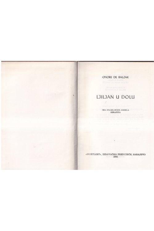 Ljiljan u dolu - Honore de Balzac, naslovnica knjige