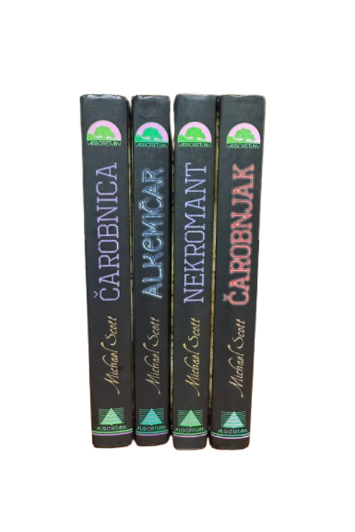 Čarobnjak, Nekromant, Čarobnica i Alkemičar, autor Michael Scott - hrbat knjige
