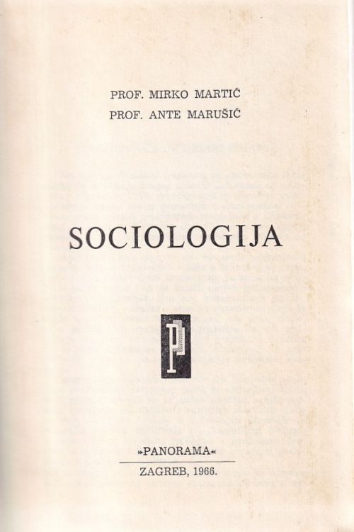 Sociologija - Mirko Martić i Ante Marušić, naslovnica knjige