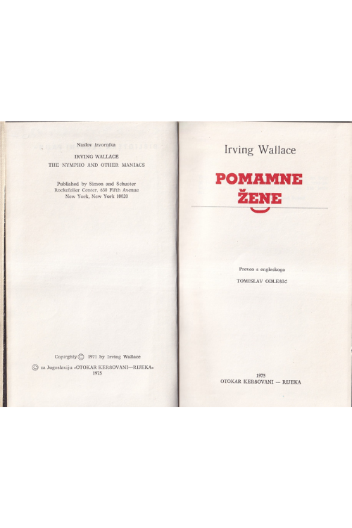 Pomamne žene - Irving Wallace, naslovnica knjige