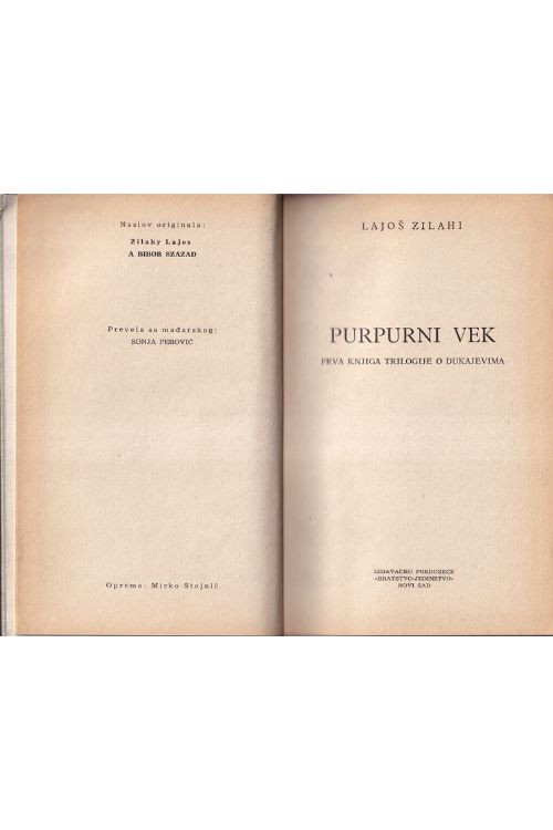 Purpurni vek - Lajoš Zilahi , naslovnica knjige