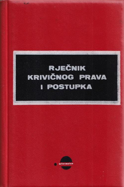 Rječnik krivičnog prava i postupka, naslovnica knjige