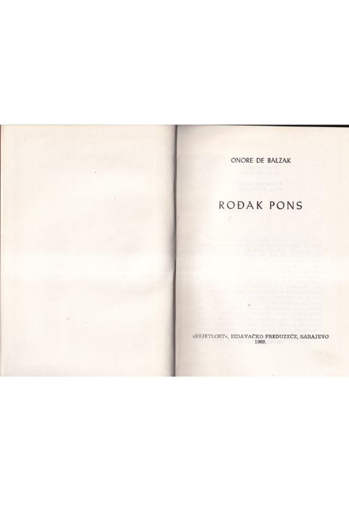 Rođak Pons - Honore de Balzac, naslovnica knjige
