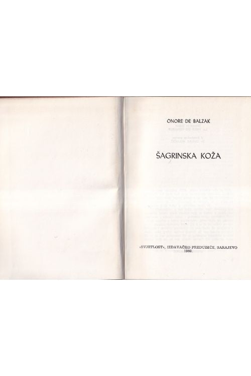Šagrinska koža - Honore de Balzac, naslovnica knjige