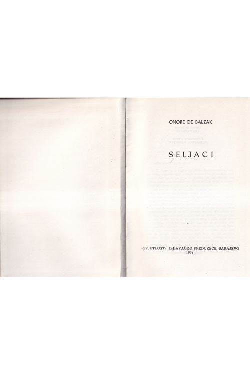 Seljaci - Honore de Balzac, naslovnica knjige