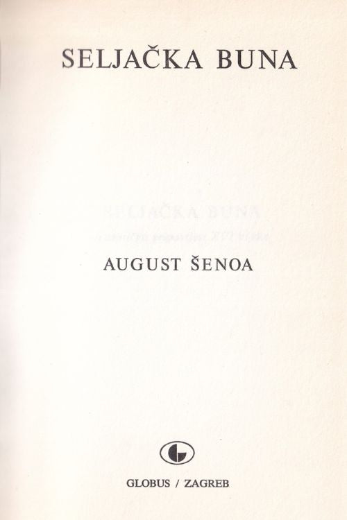 Seljačka buna - August Šenoa, naslovnica knjige