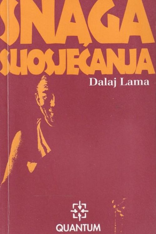 Naslovnica knjige Snaga suosjećanja, autora Dalaj Lame s obrisima njegovog lika.