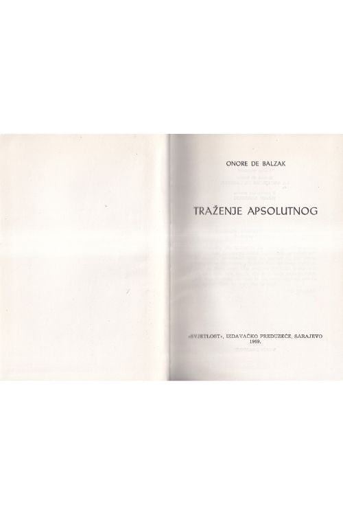Traženje apsolutnog - Honore de Balzac, naslovnica knjige