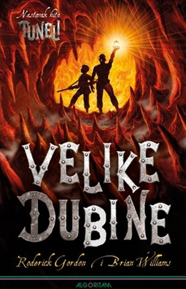 Velike dubine, Roderick Gordon i Brian Williams, dva lika u špilji, jedan drži svjetiljku.