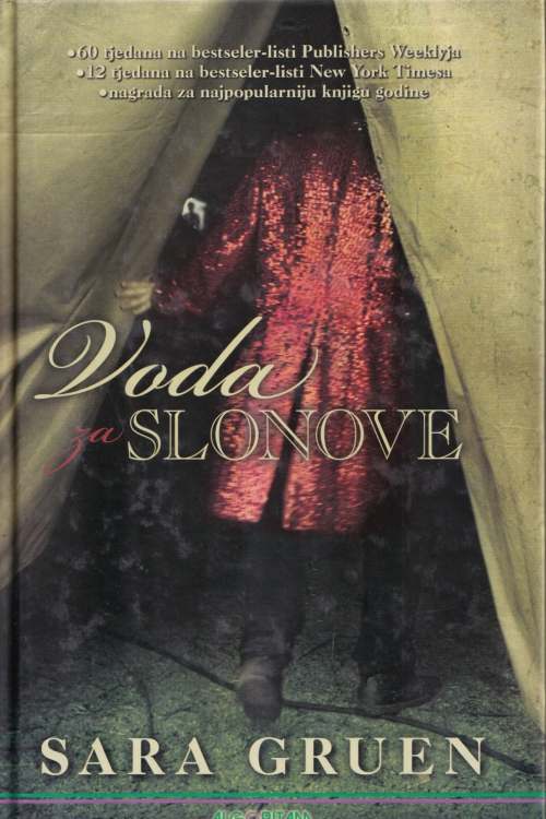 Voda za slonove - Sara Gruen, naslovnica knjige