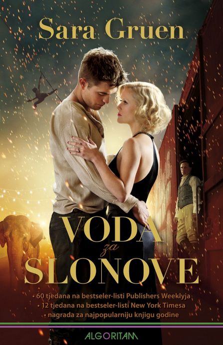 Voda za slonove, roman Sare Gruen, muškarac i žena u zagrljaju.
