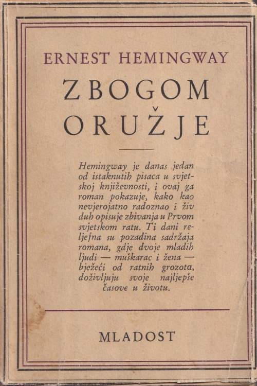 Zbogom oružje - Ernest Hemingway, naslovnica knjige